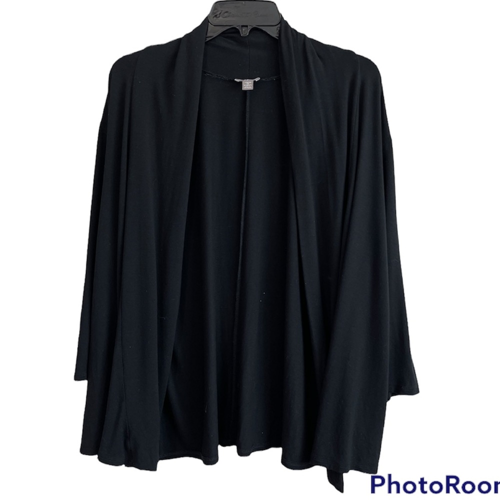 J. Jill Black Open Front Stretch Draped Cardigan Size 1XL
